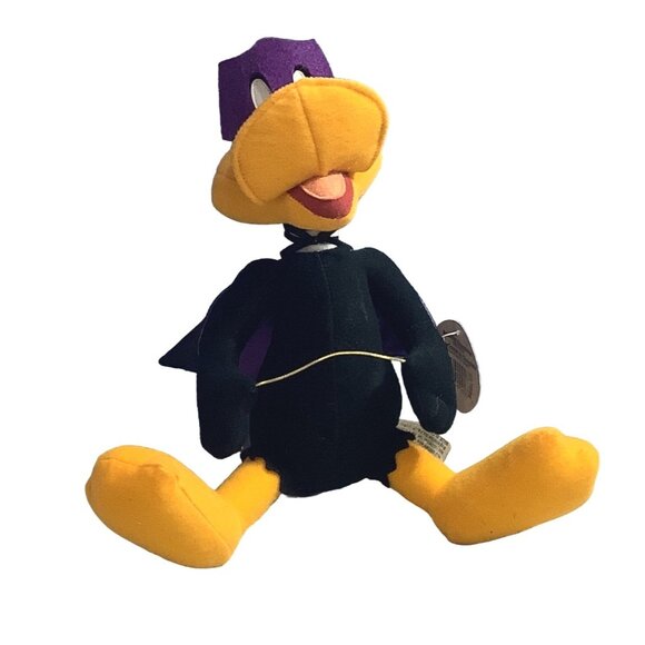 Daffy Duck Plush Looney Tunes 11”  Russel Stover Mask Cape Stuffed Animal VTG - Picture 1 of 9